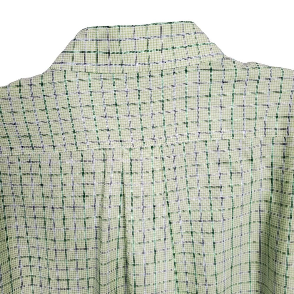 LL Bean Mens Sz L Shirt Wrinkle Resistant Button Down Collar Cotton Plaid Green - Picture 7 of 7